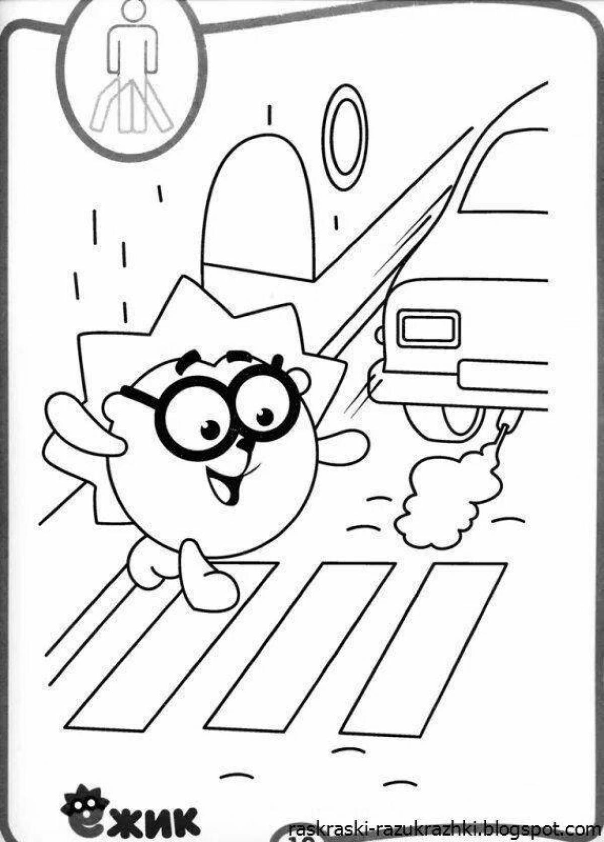 Bright rules of the road coloring pages for preschoolers