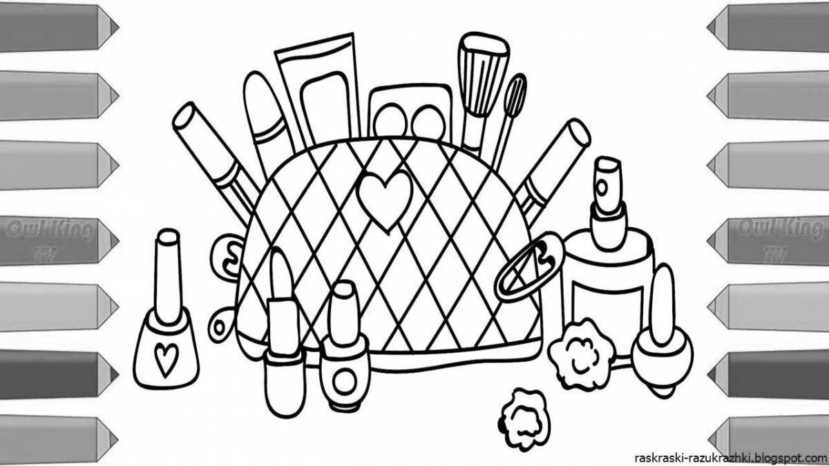 Color cosmetic bag coloring page