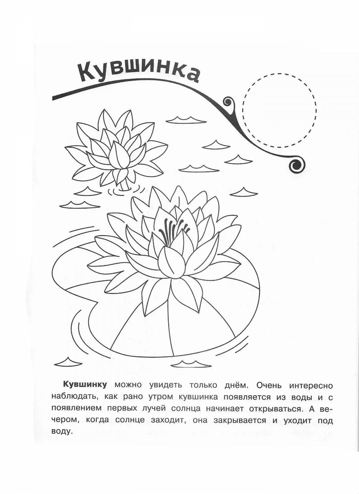 Playful water lily coloring page