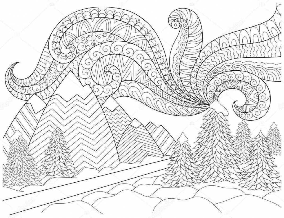 Coloring book magnificent northern lights