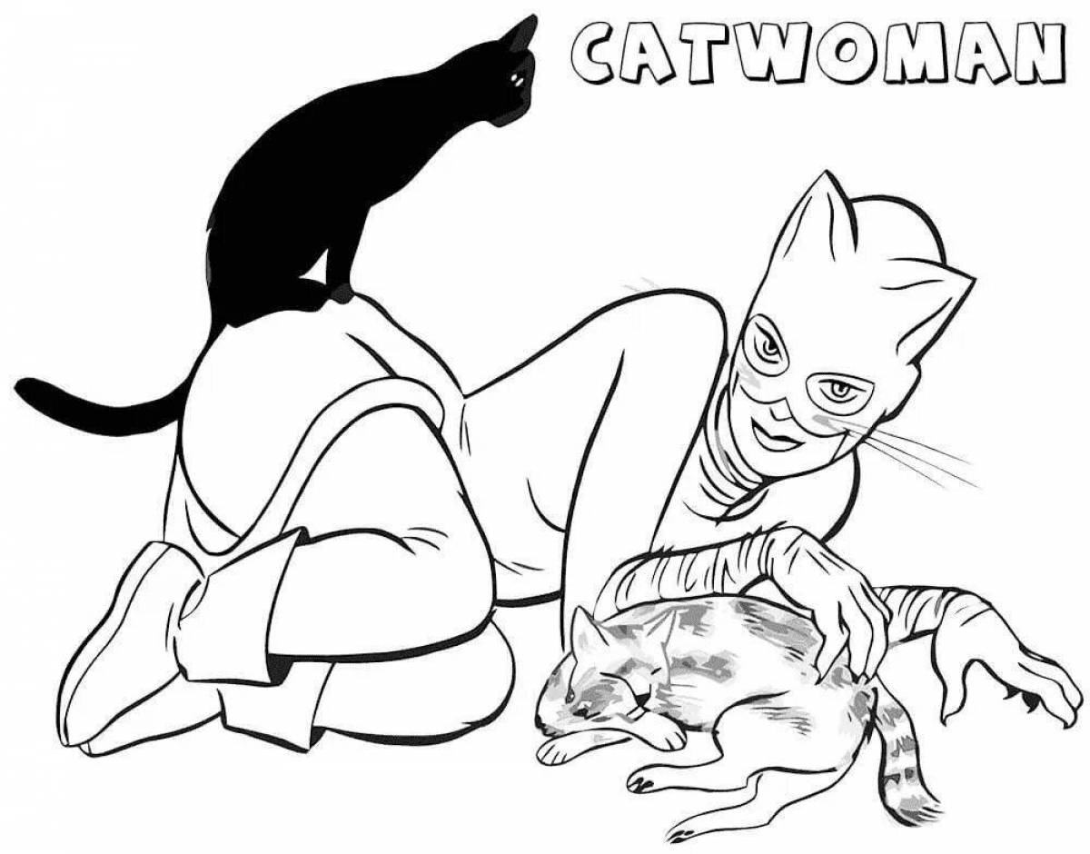 Раскраска величественная женщина-кошка