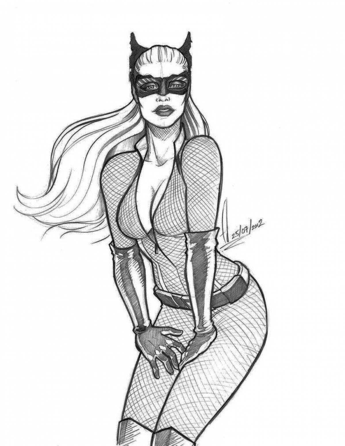 Coloring book shining catwoman