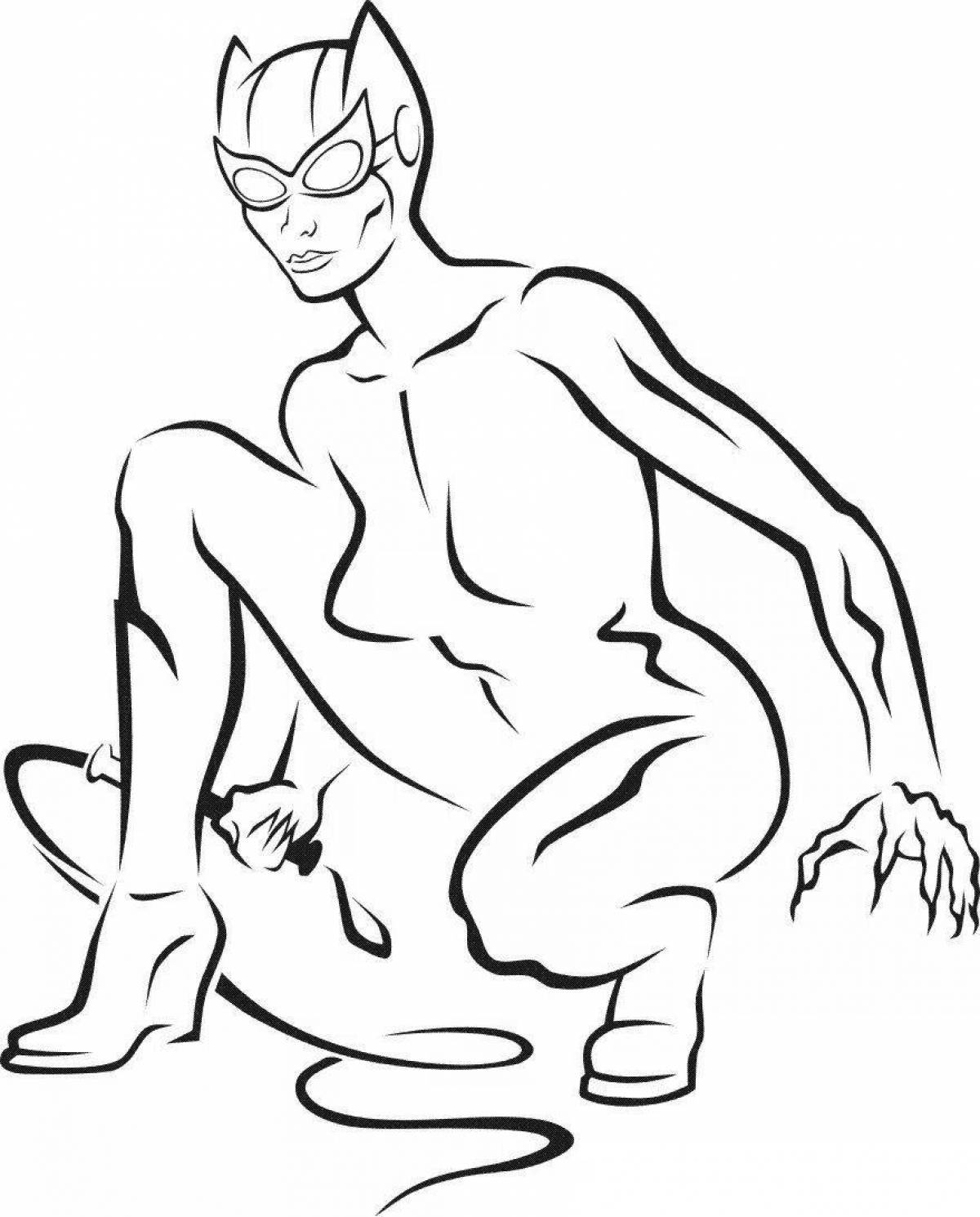 Coloring page of the dazzling catwoman