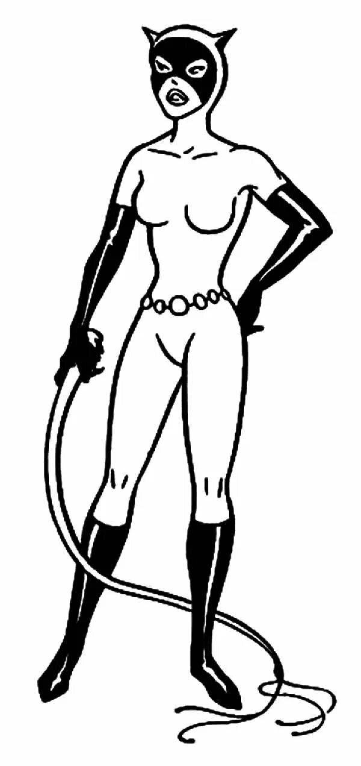 Coloring page adorable catwoman