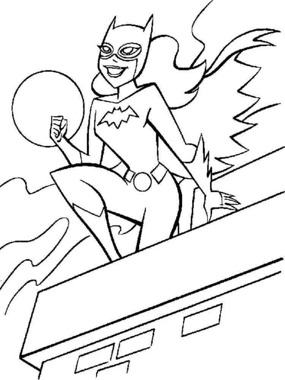 Coloring book playful catwoman