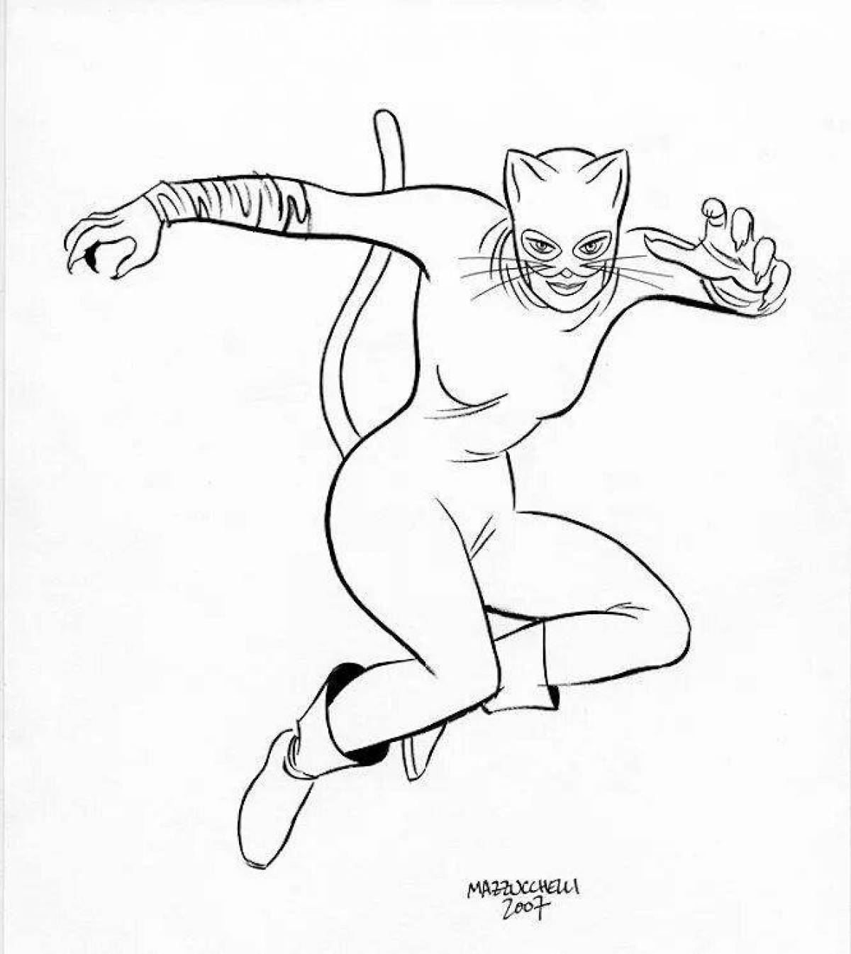 Coloring page funny catwoman
