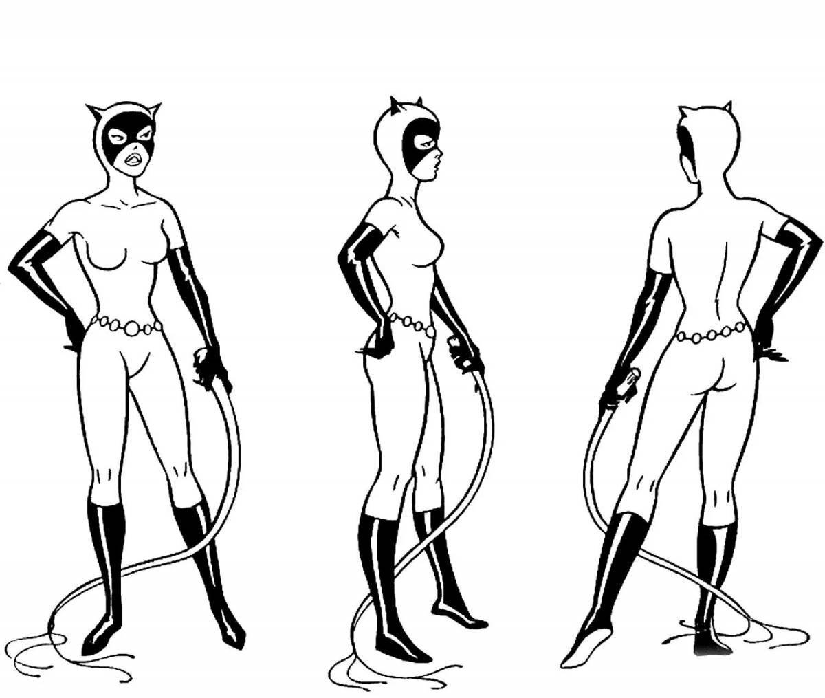 Coloring book witty catwoman