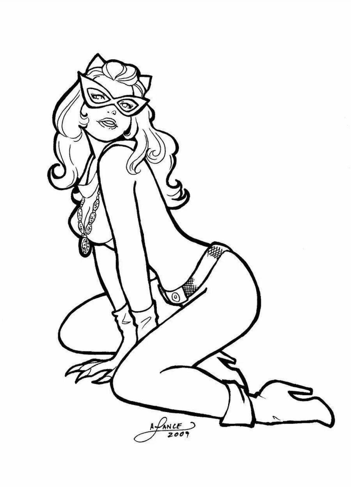 Cute catwoman coloring book