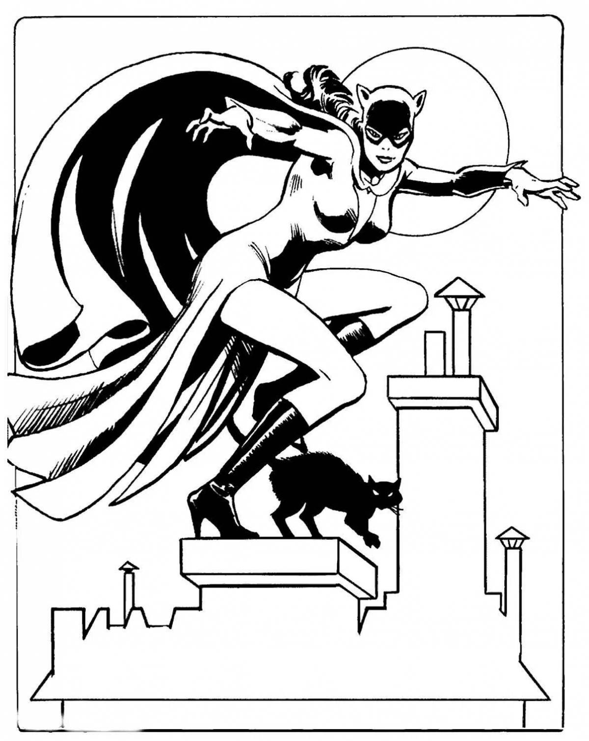 Coloring page pensive catwoman