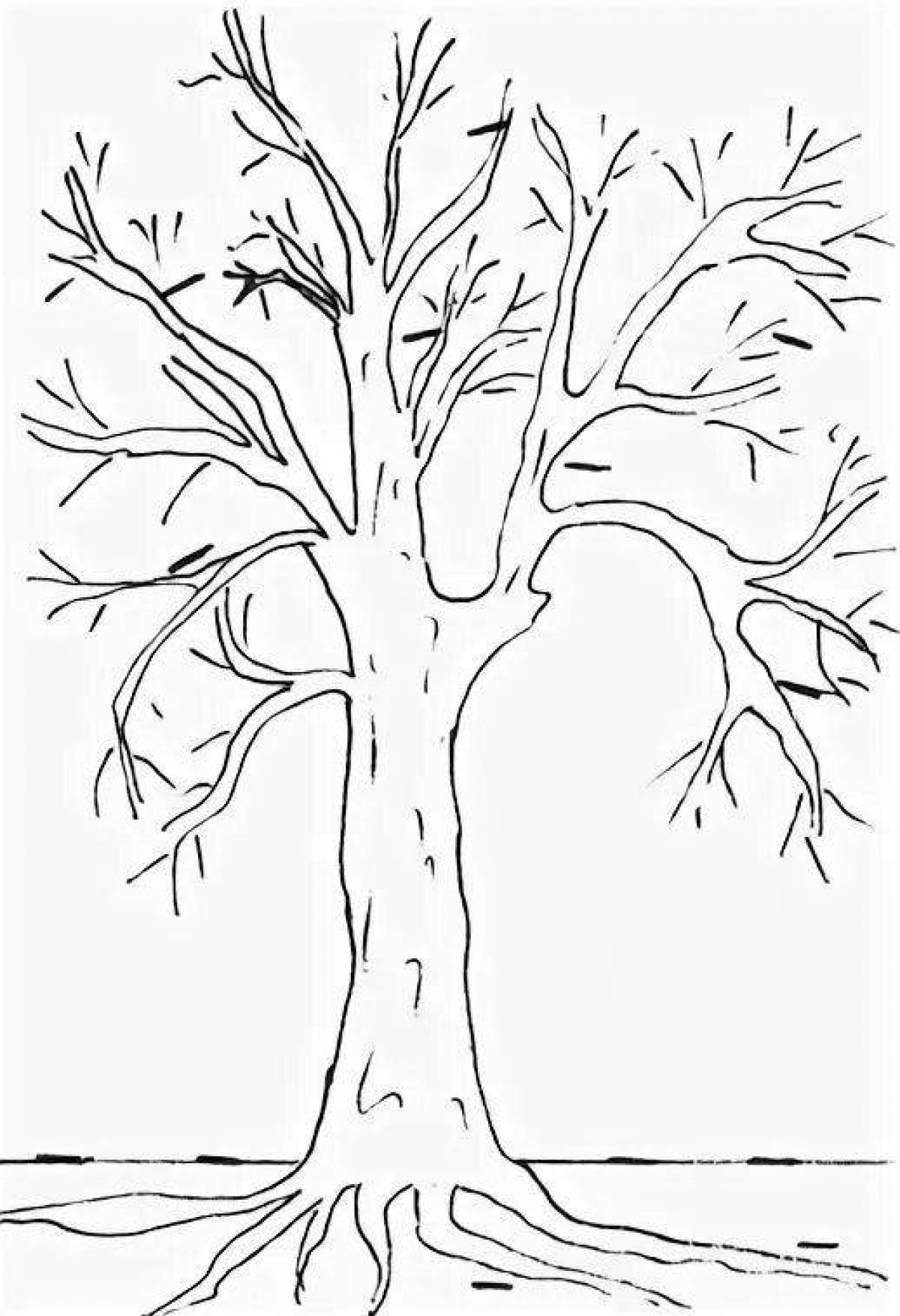 Glitter winter tree coloring page