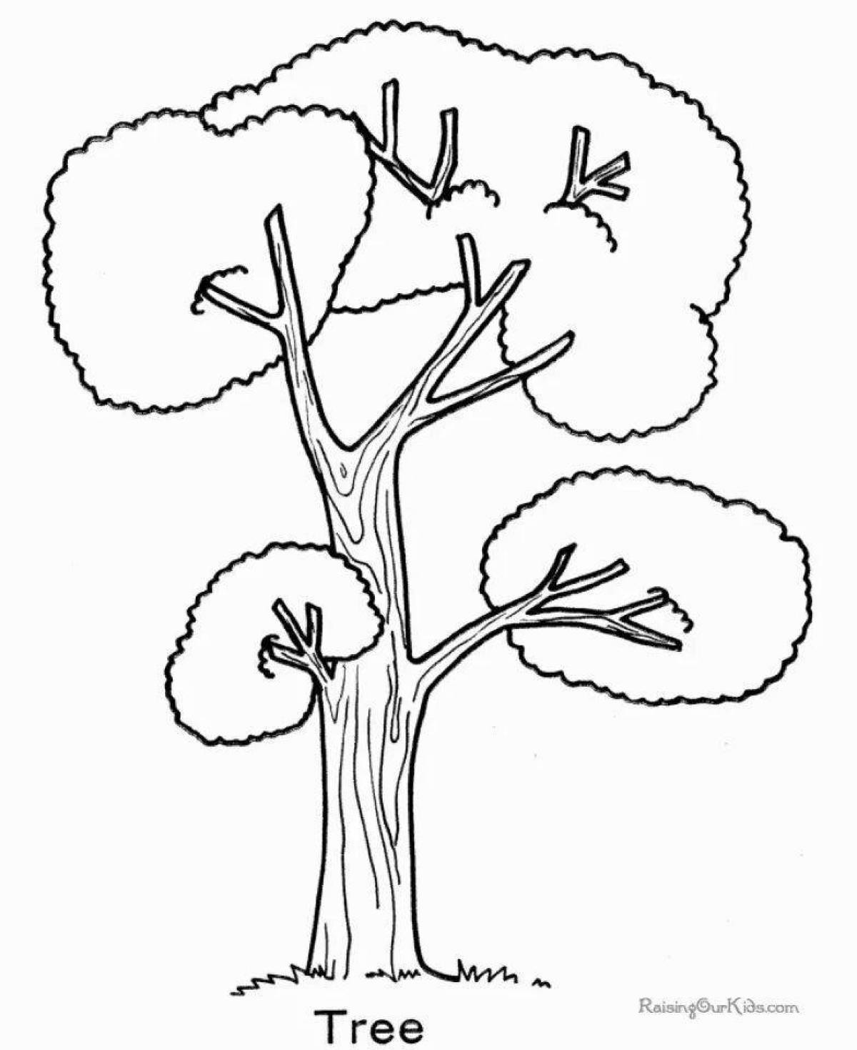 Adorable winter tree coloring page