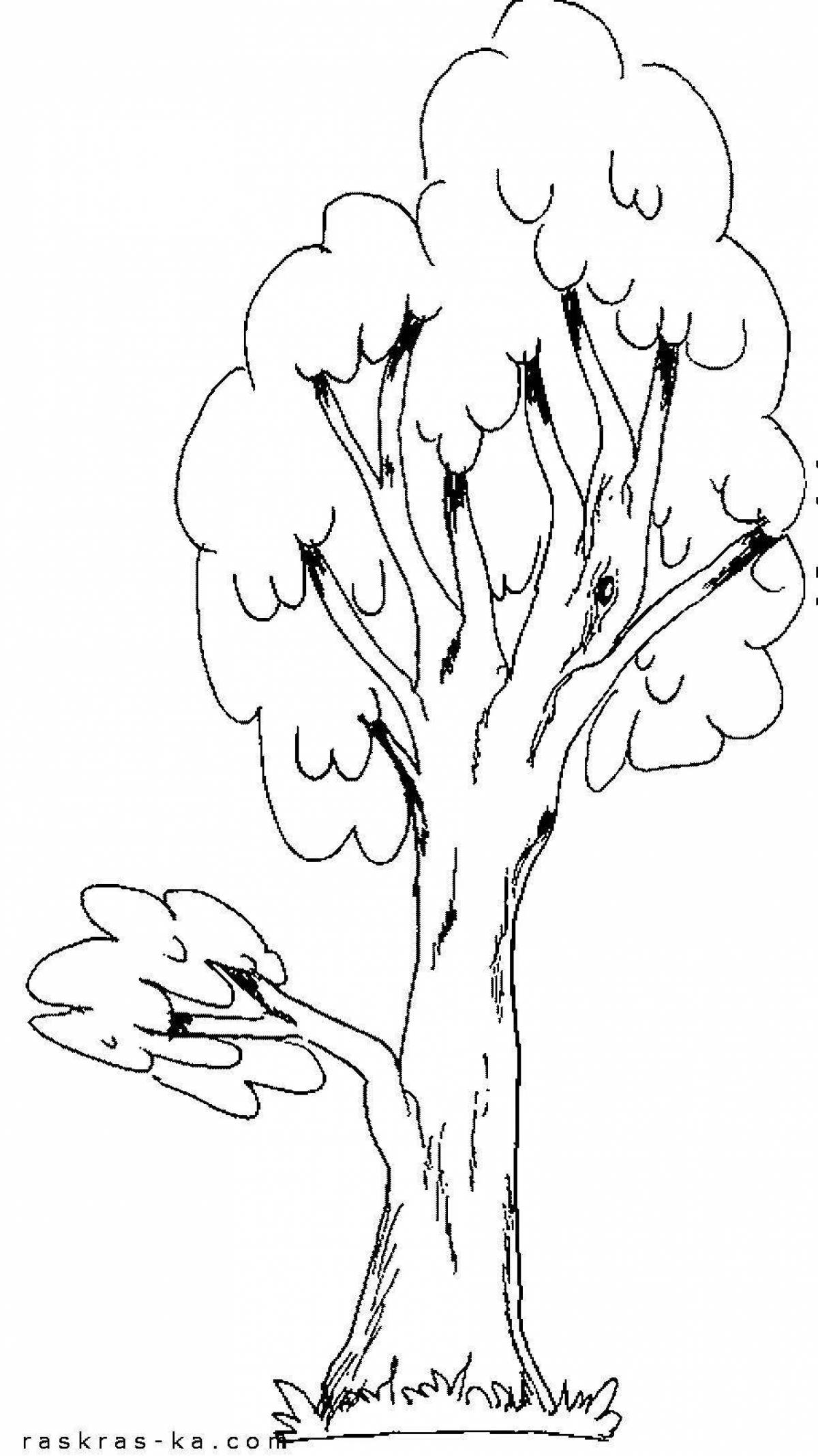 Happy winter tree coloring page
