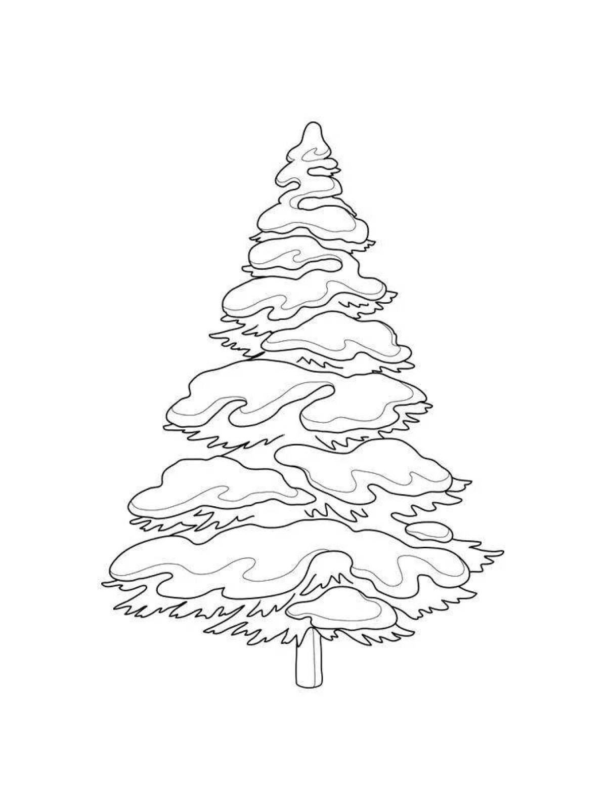 Раскраска роскошное зимнее дерево
