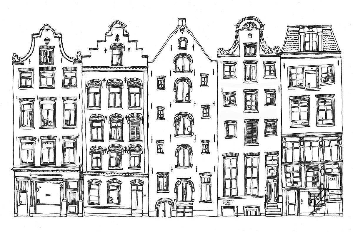 Coloring page majestic high-rise building
