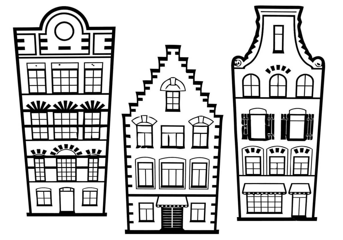 Coloring page luxury high-rise building