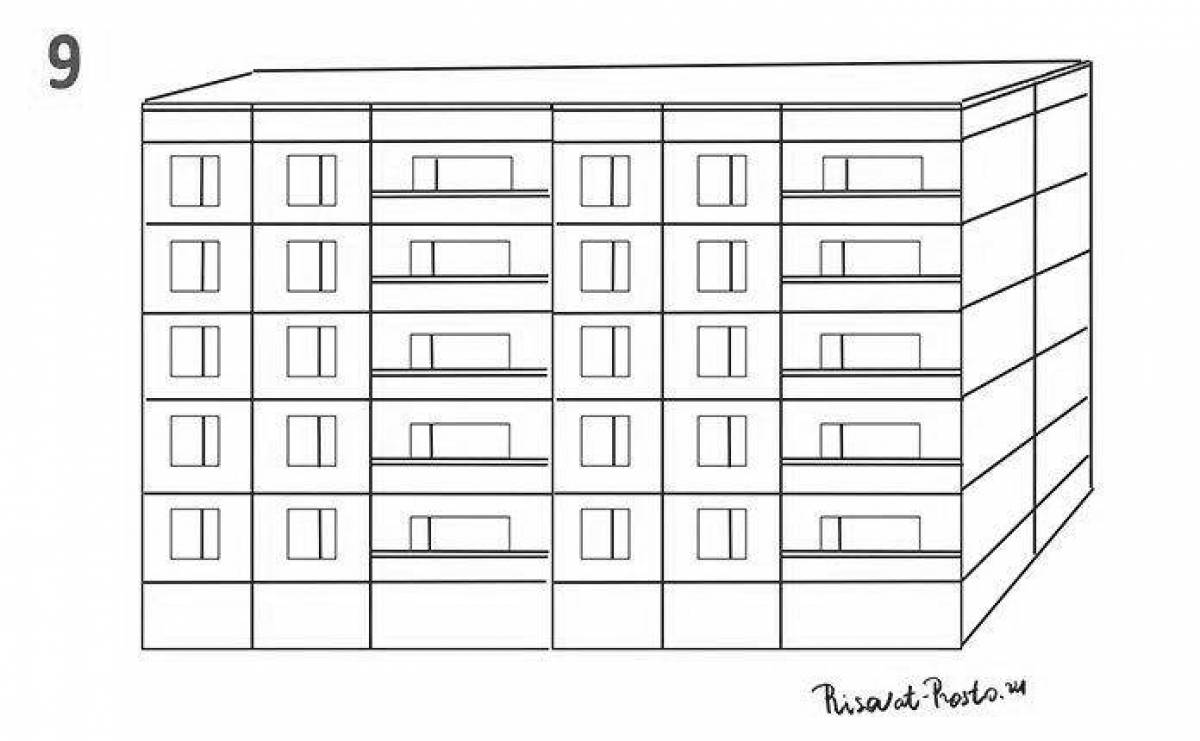 Coloring page attractive high-rise building