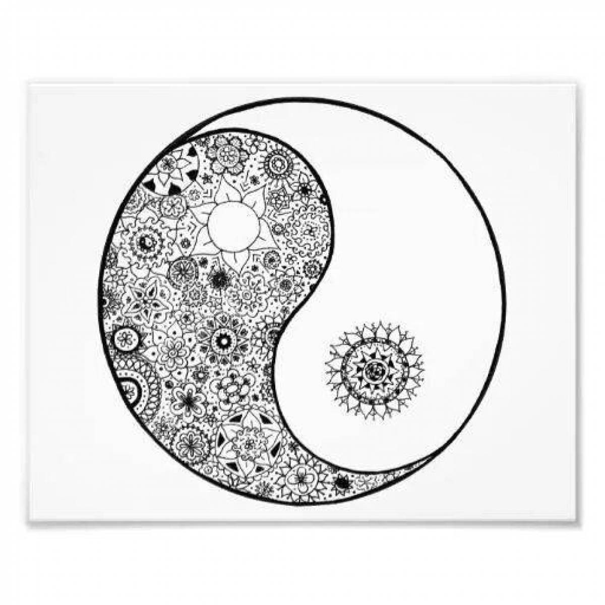 Great yin yang coloring page