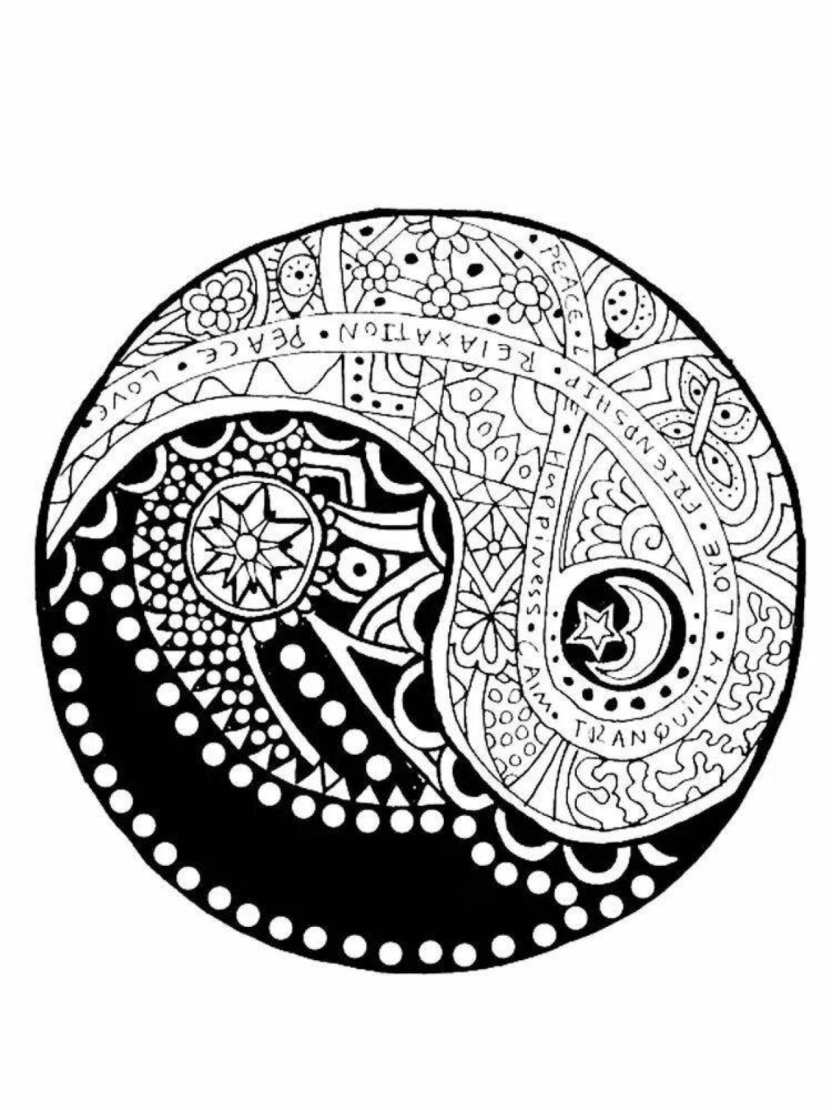 Beautiful yin yang coloring page