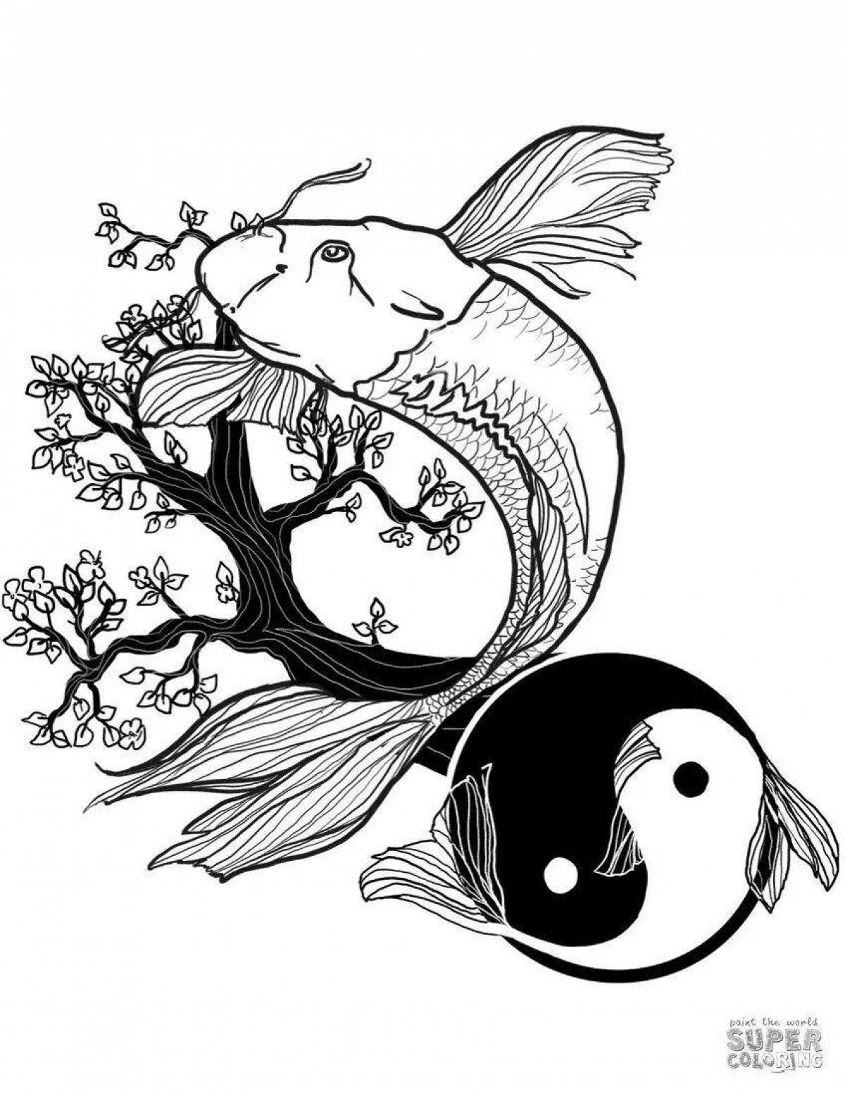 Colorful yin yang coloring page
