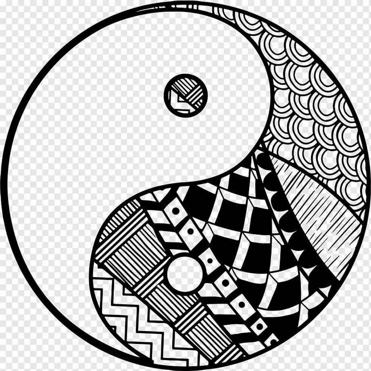 Coloring book gorgeous yin yang