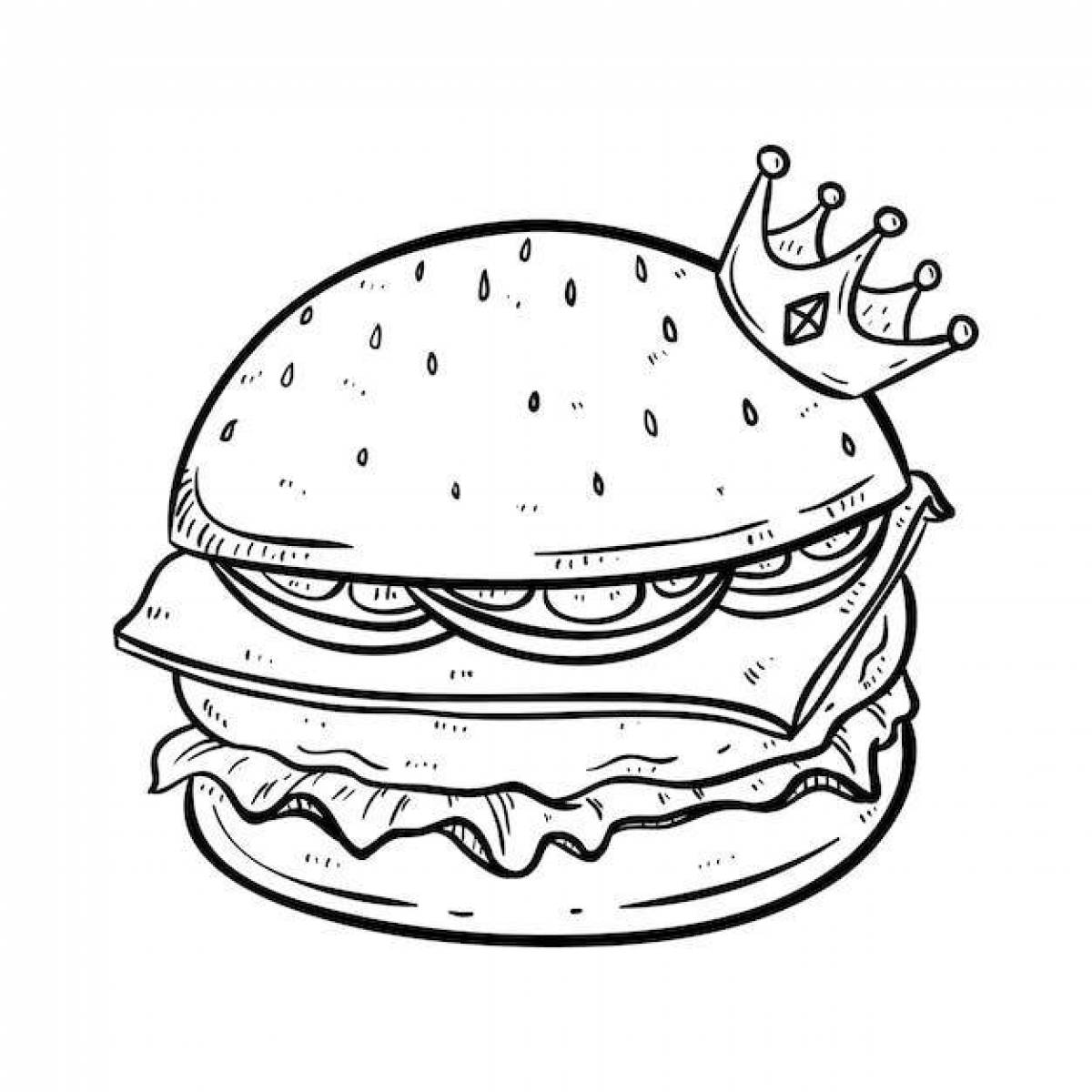 Красочная страница раскраски burger king