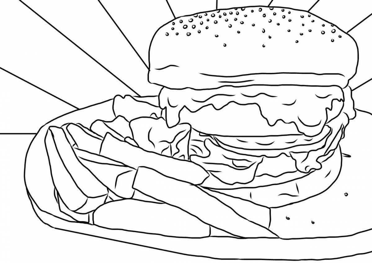 Привлекательная страница раскраски burger king