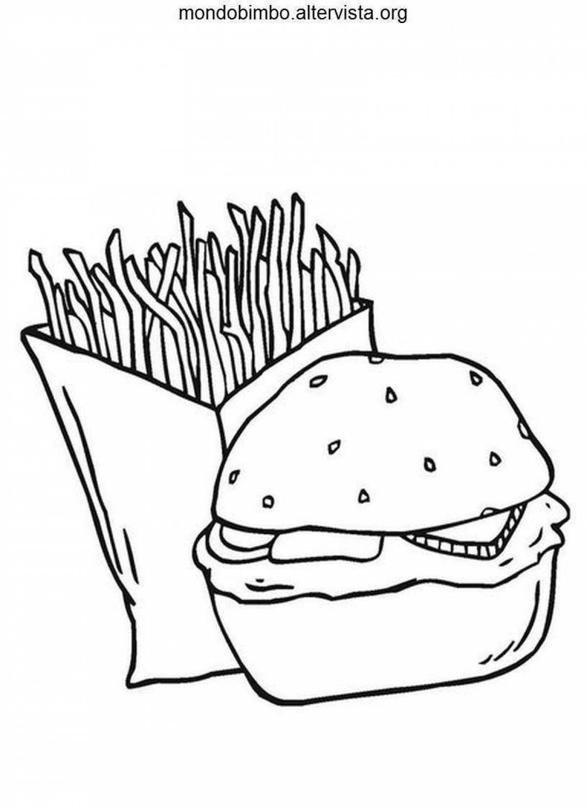 Очаровательная страница раскраски burger king