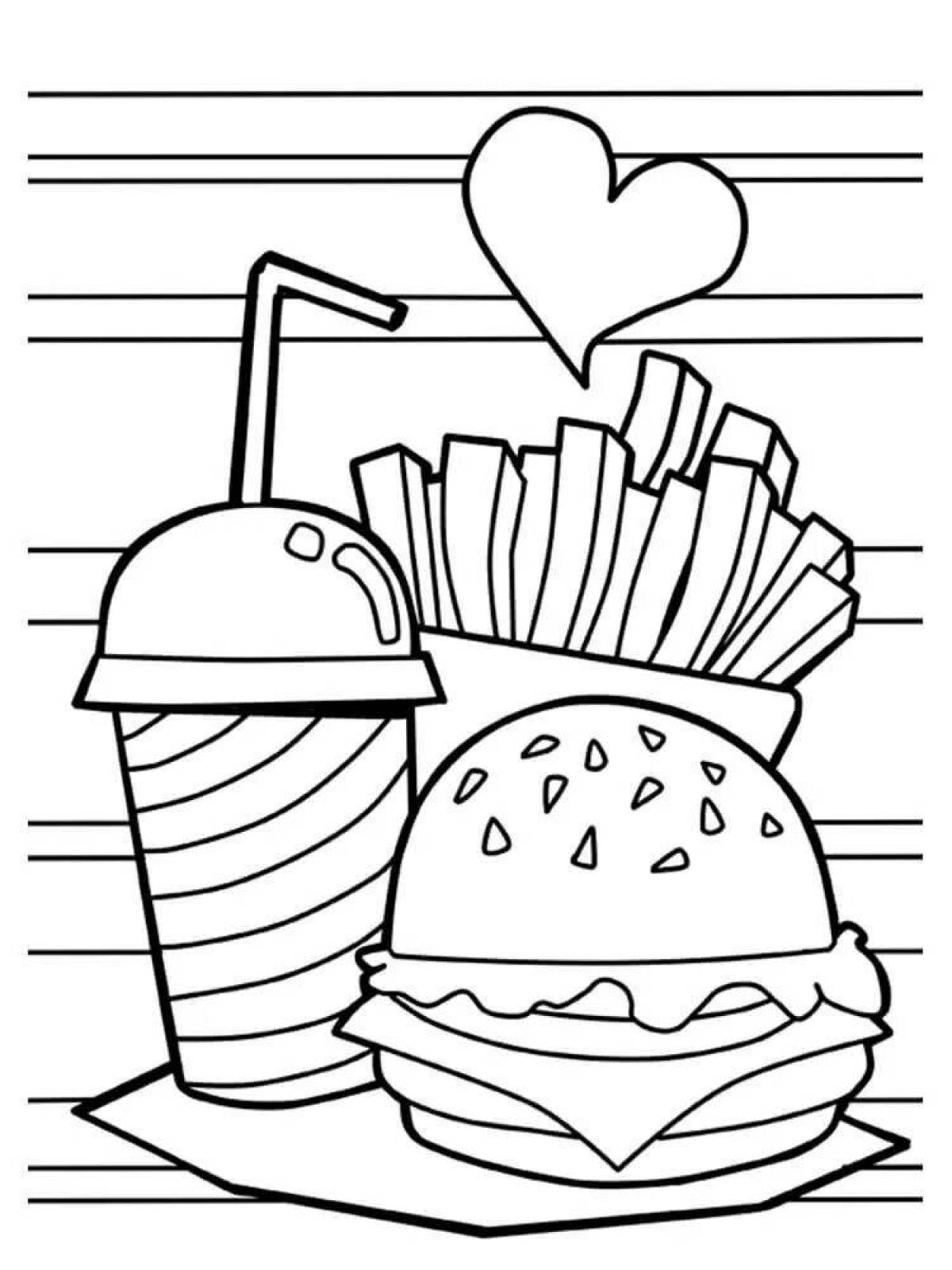 Поразительная страница раскраски burger king