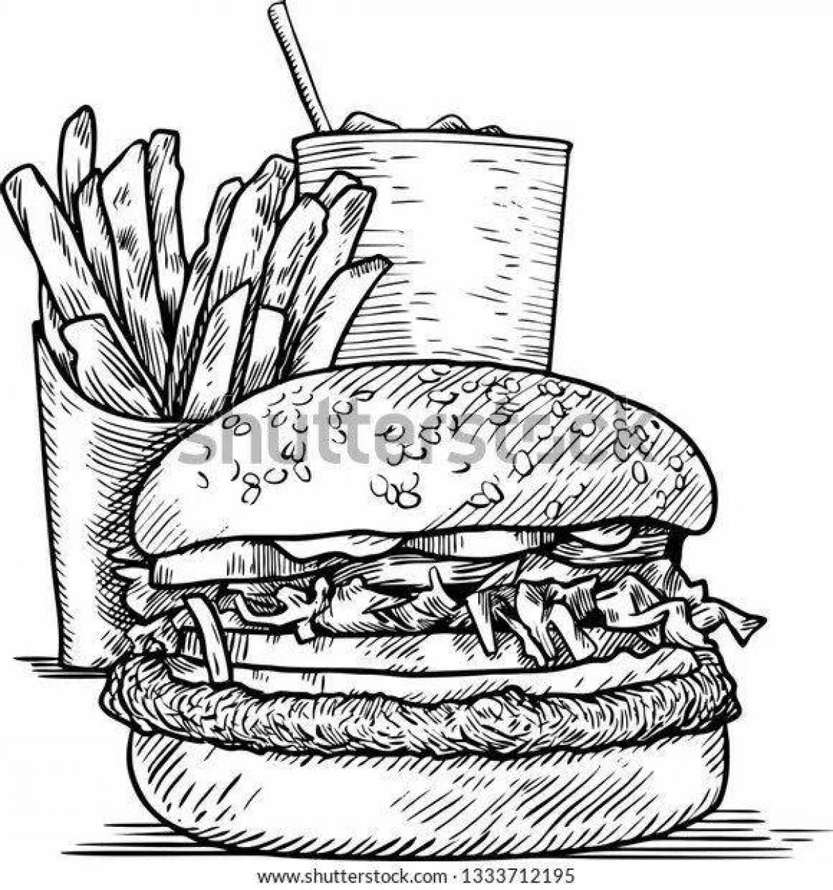 Замысловатая страница раскраски burger king