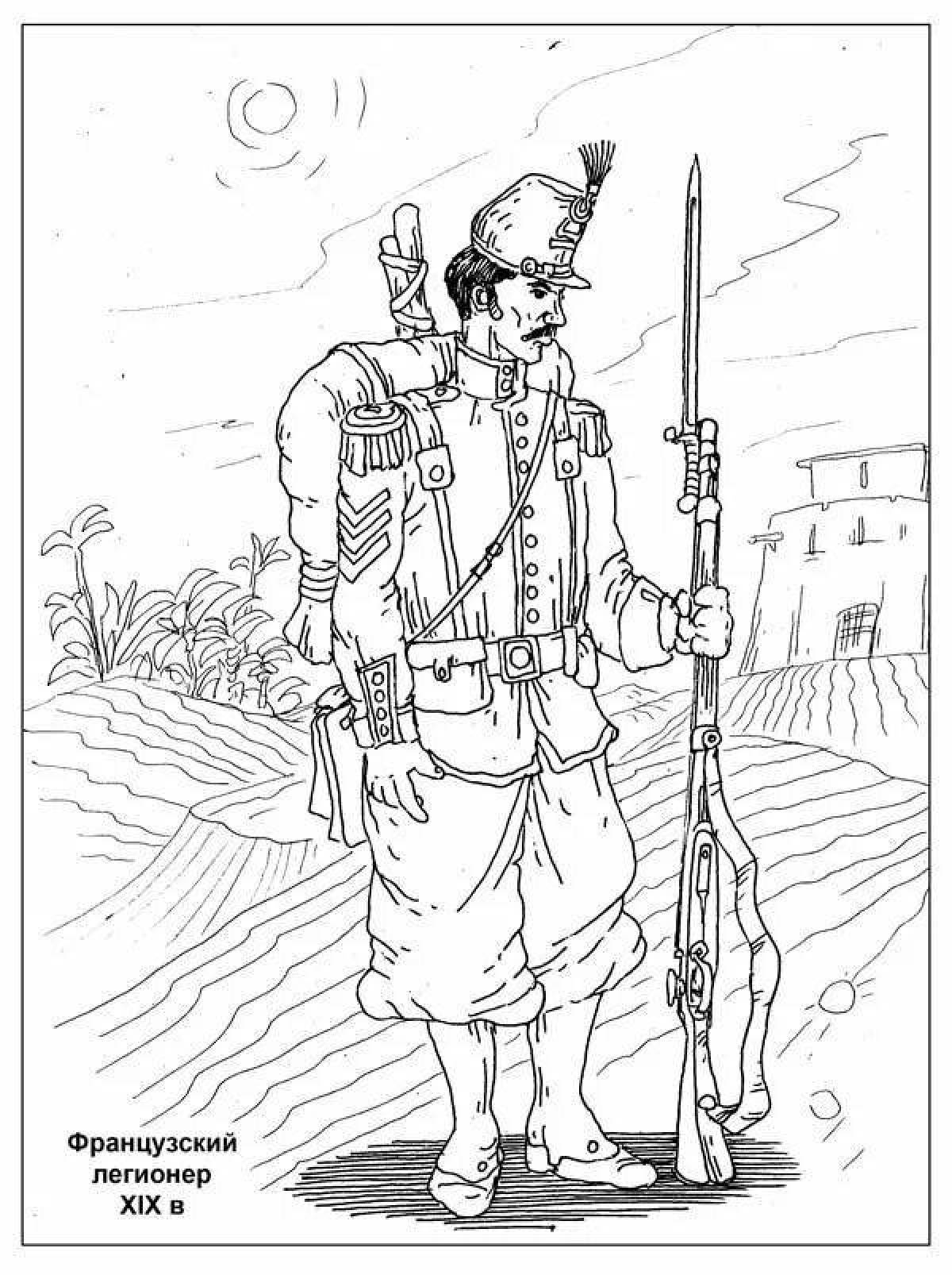 Amazingly detailed Russian soldier coloring page