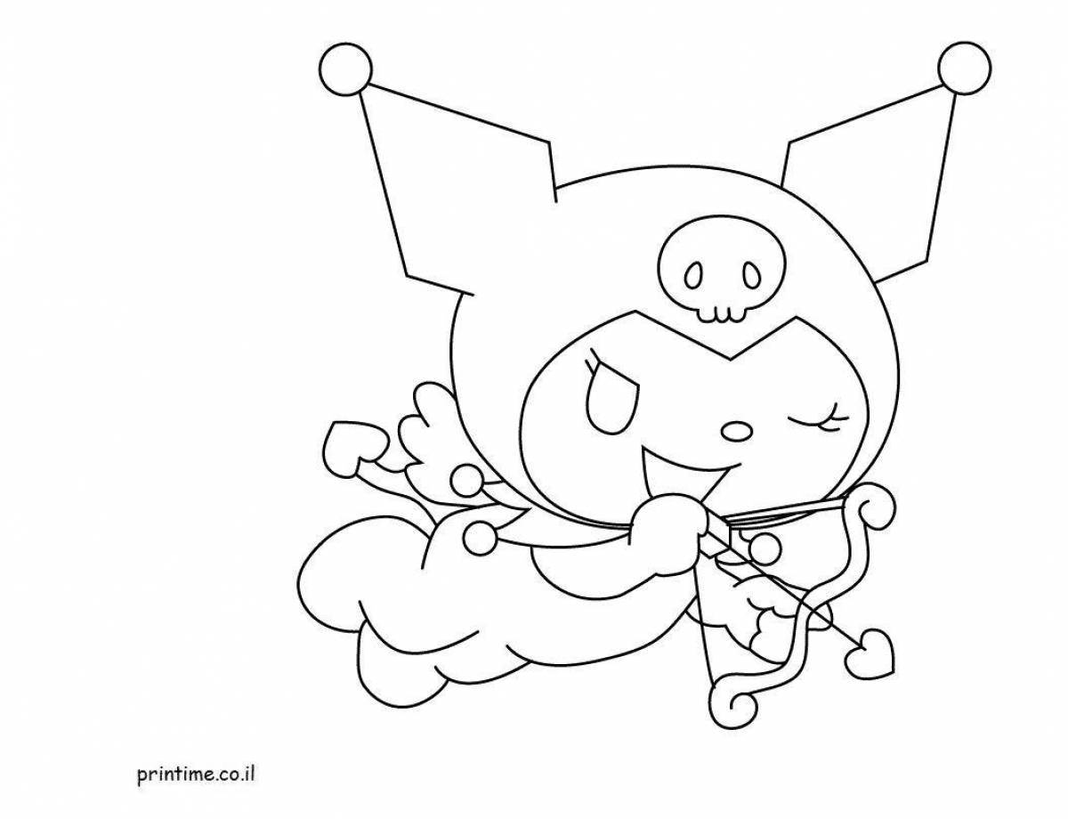 Playful hello kitty chickens coloring page