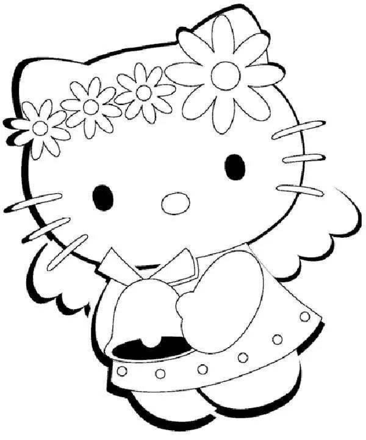 Exciting coloring hello kitty chickens