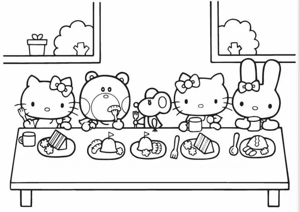 Coloring book fairy chickens hello kitty