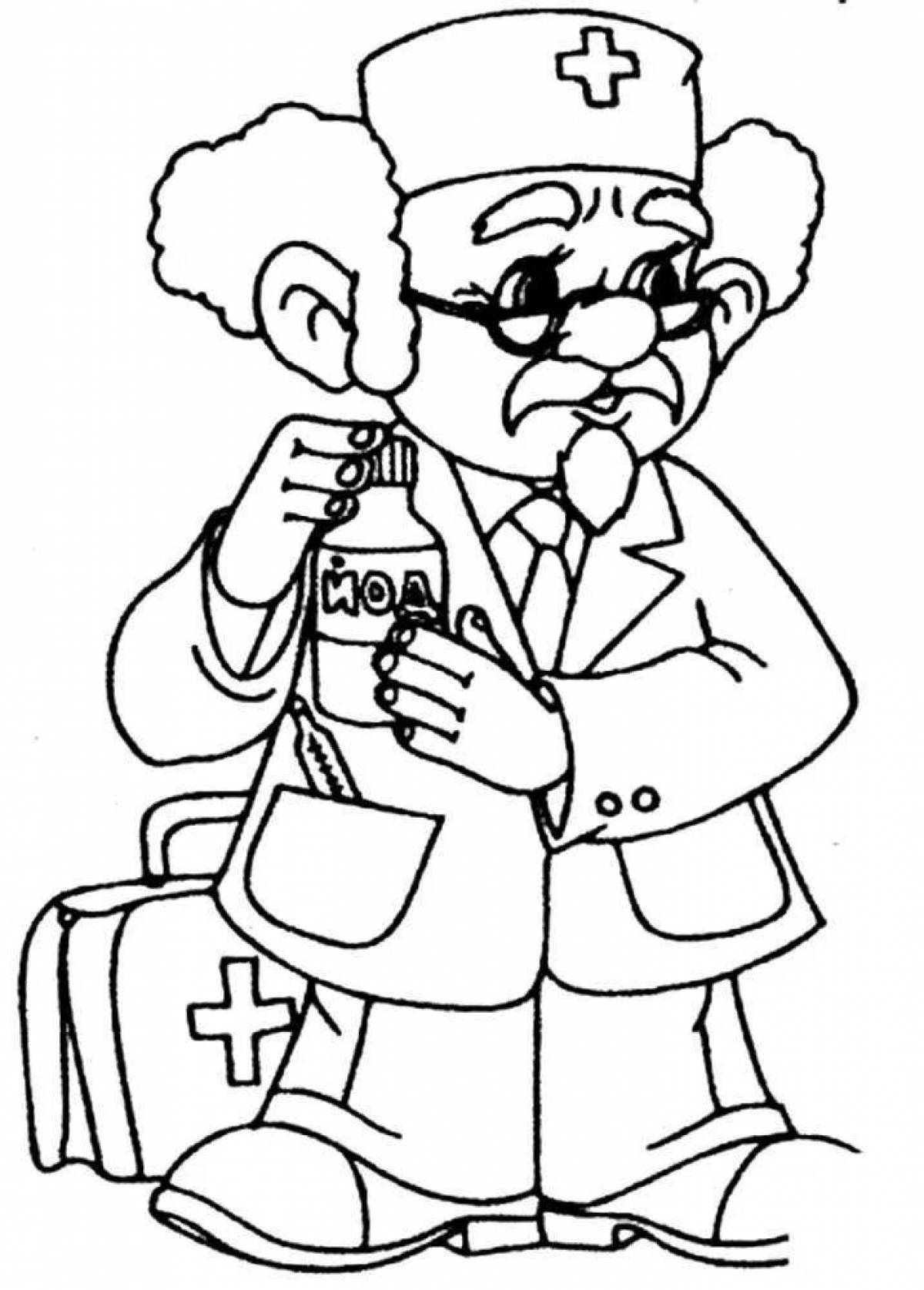 Joyful doctor coloring pages for kids