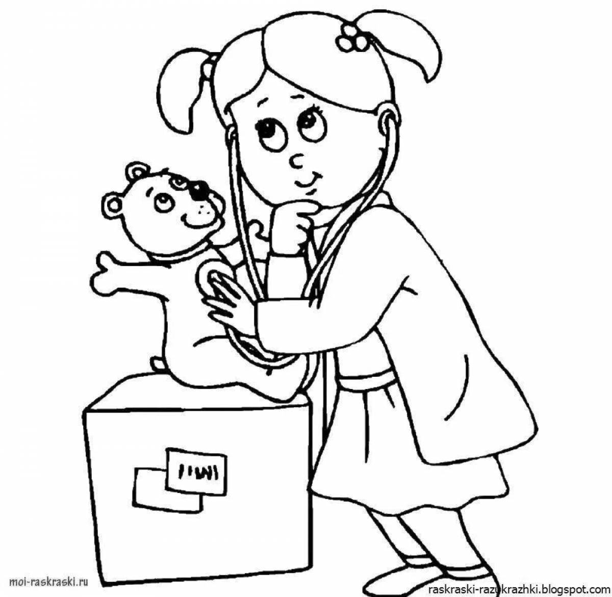 Colorful doctor coloring pages for kids