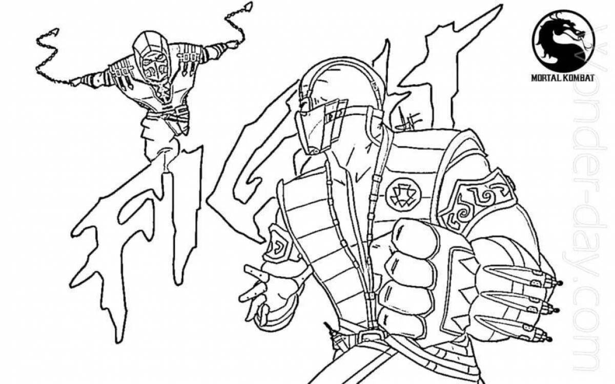 Mortal kombat scorpion daring coloring page