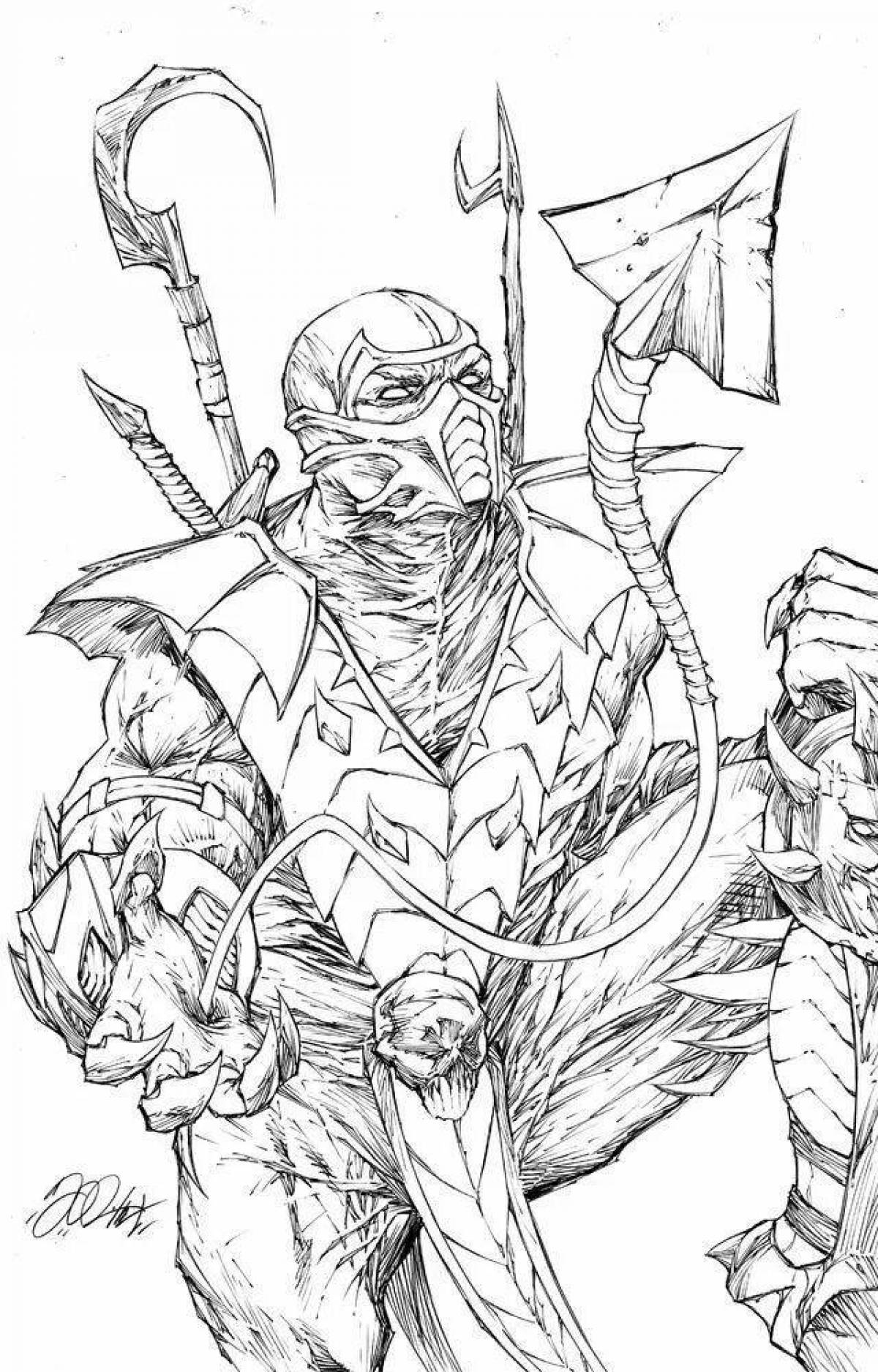 Mortal kombat scorpion shining coloring page