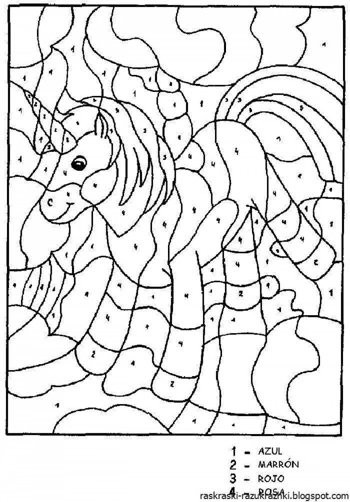 Great unicorn coloring by numbers