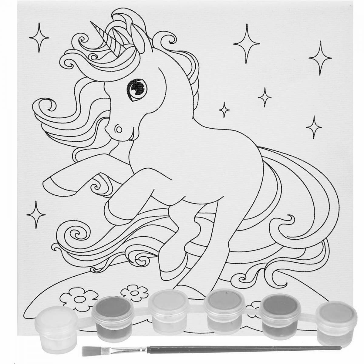 Adorable unicorn coloring by numbers
