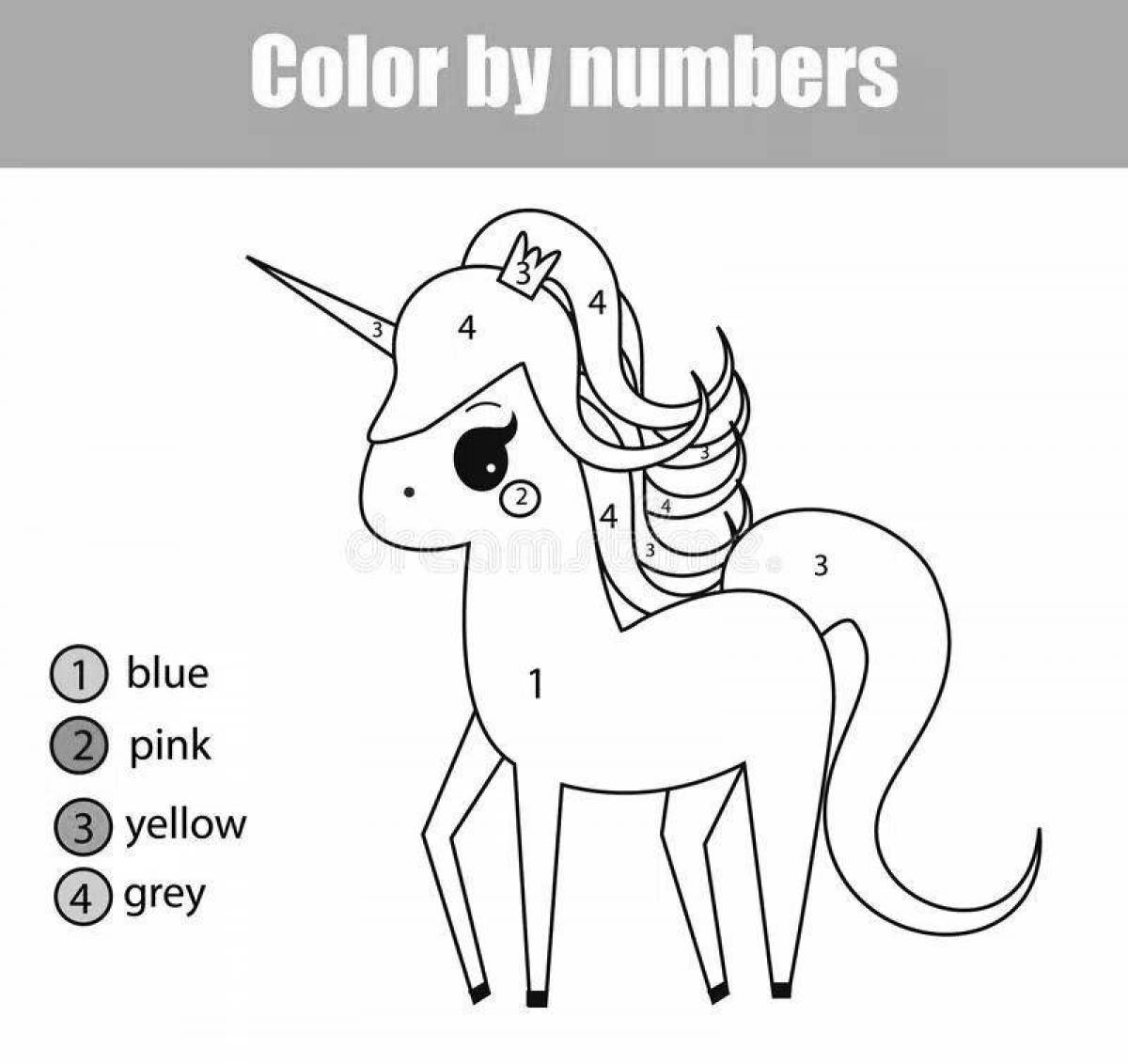Luminous unicorn coloring by numbers