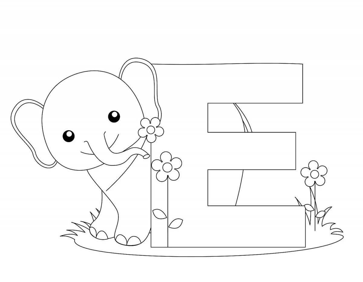 Colorful e coloring page for little scientists
