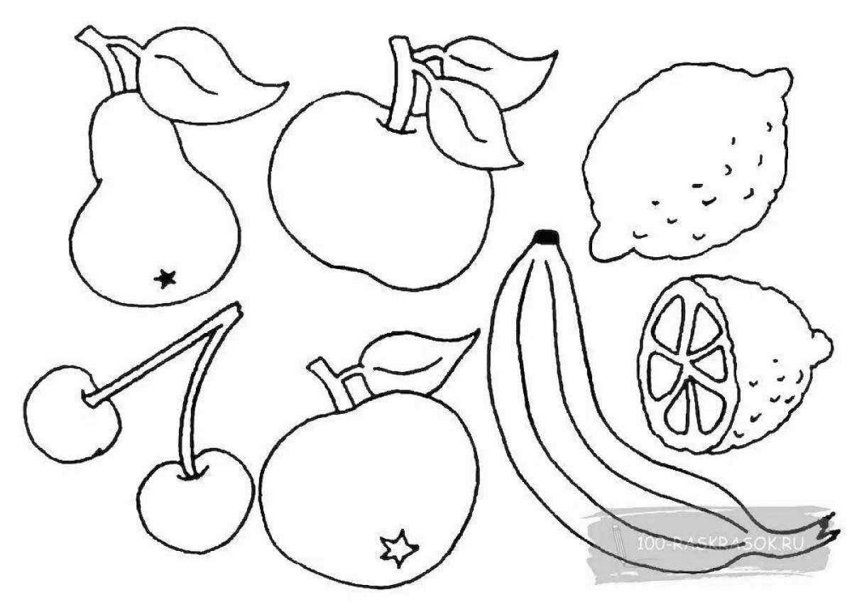 Delightful fruit coloring book for kids 6-7 years old
