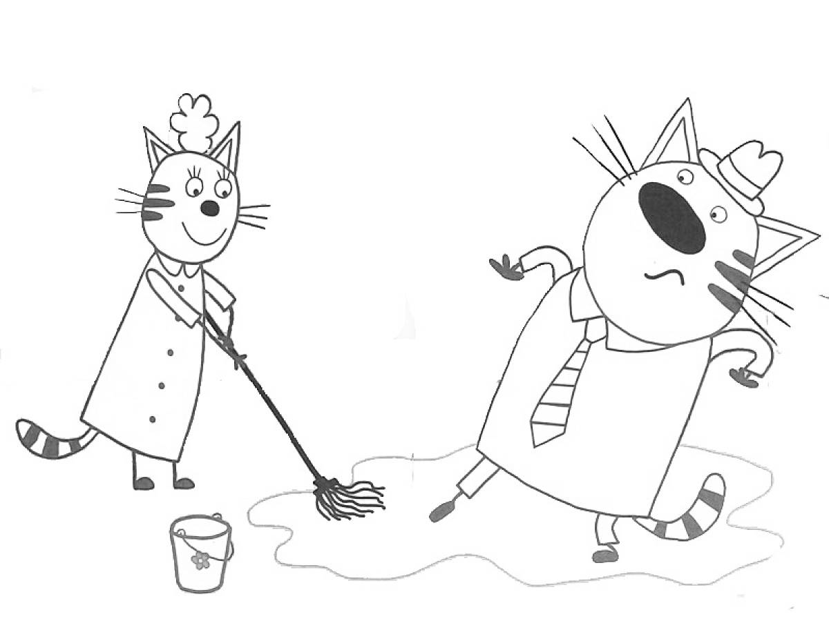 Раскраски три кота друзья