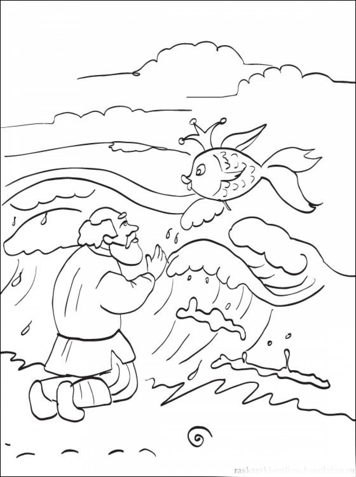 Coloring page old man and fish