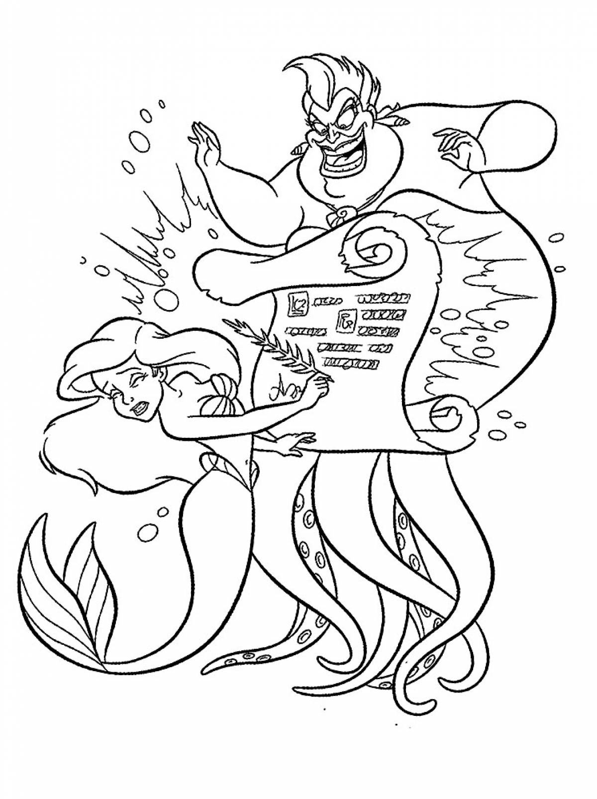 Ariel and Ursula coloring book