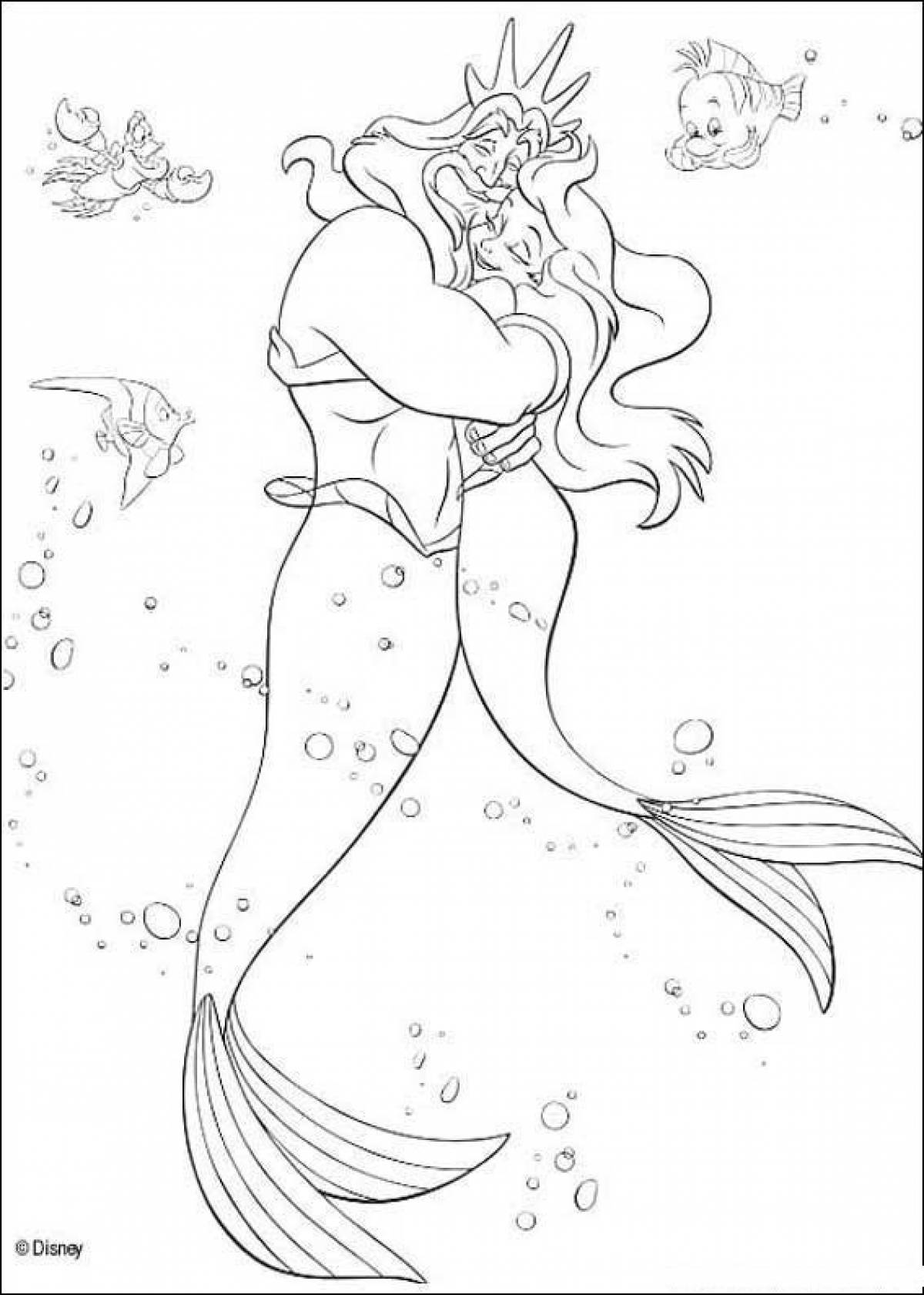 Ariel and Poseidon print coloring book