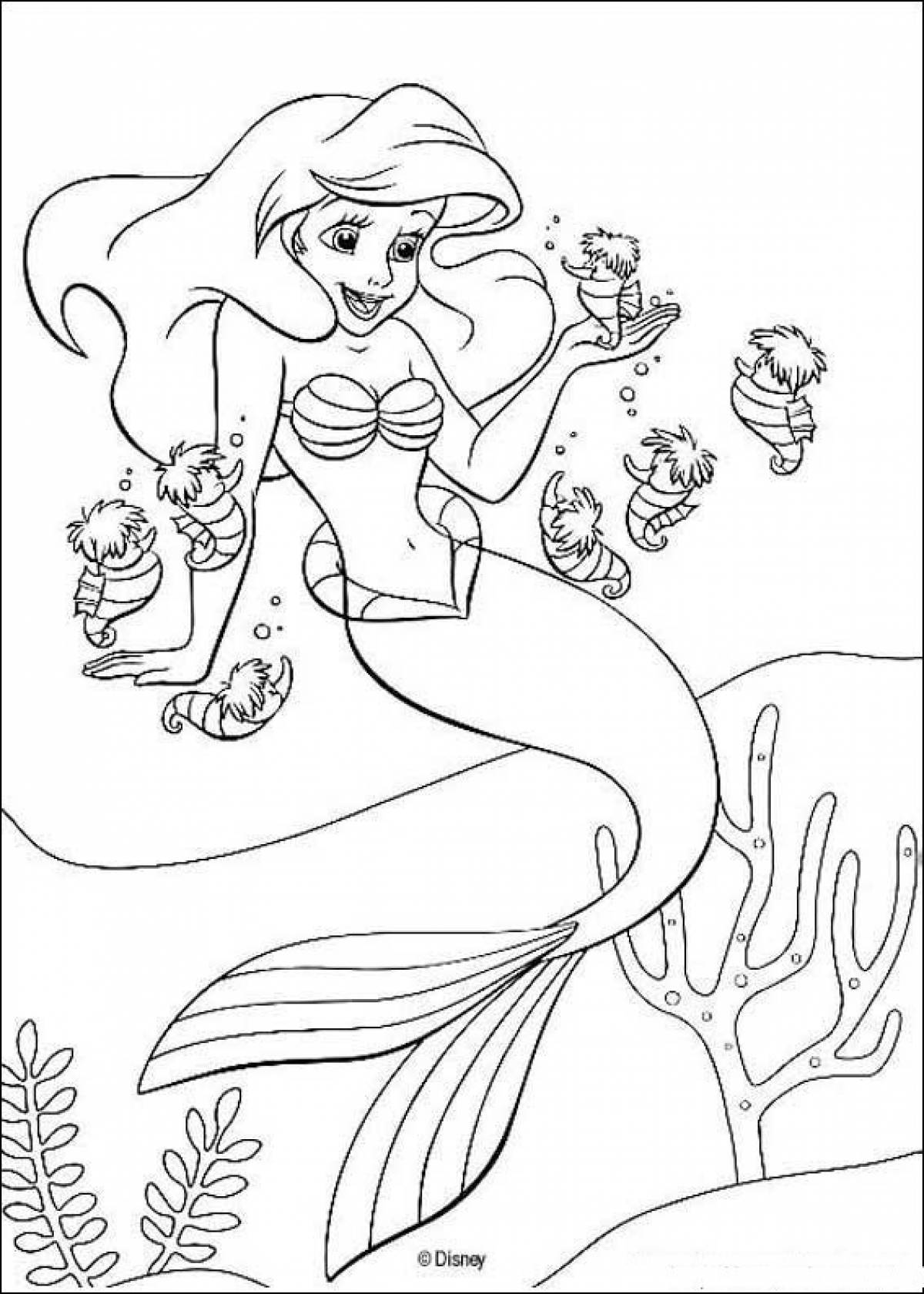 Mermaid coloring book children's print