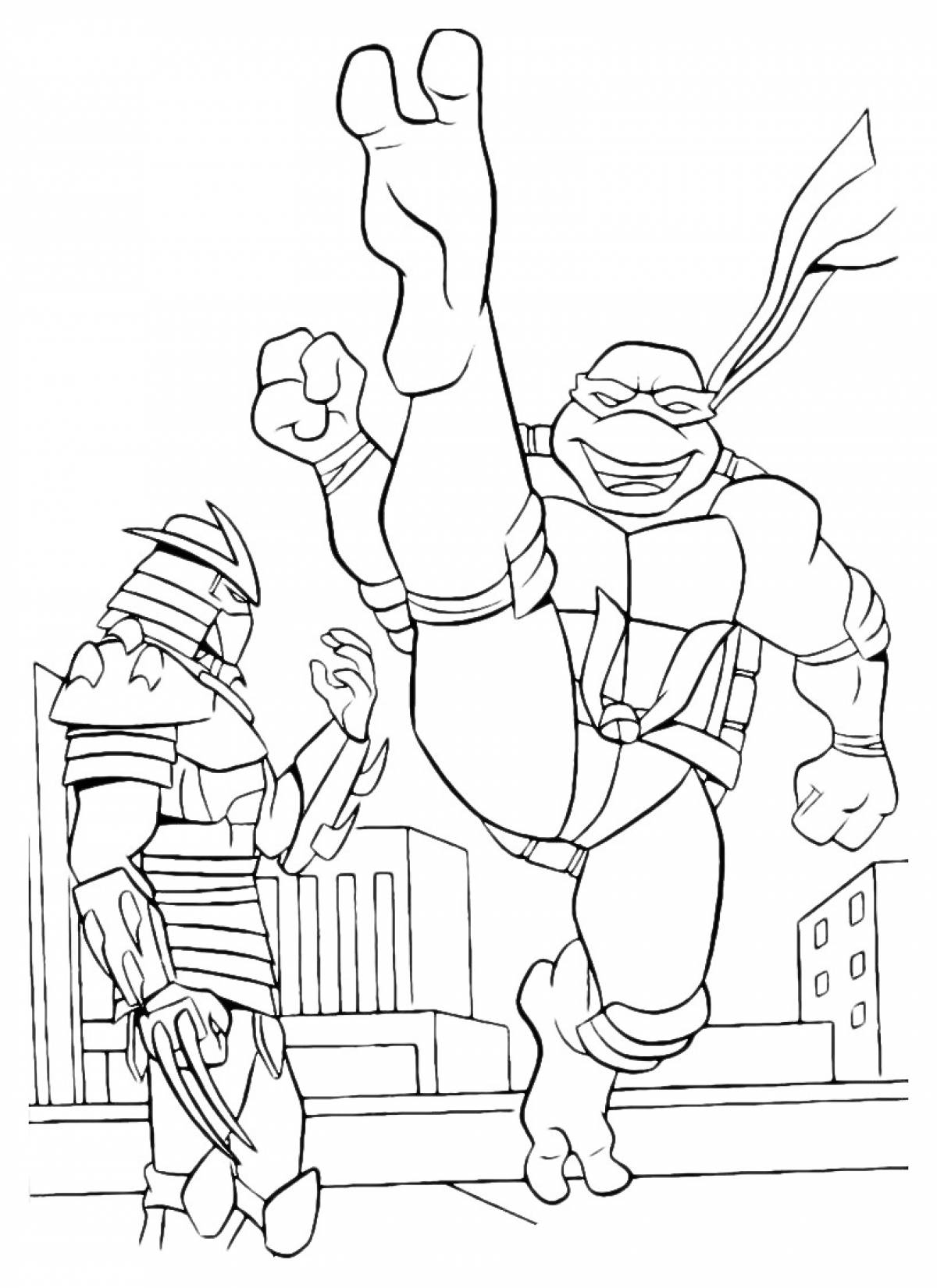 Ninja Turtle and Shredder coloring page