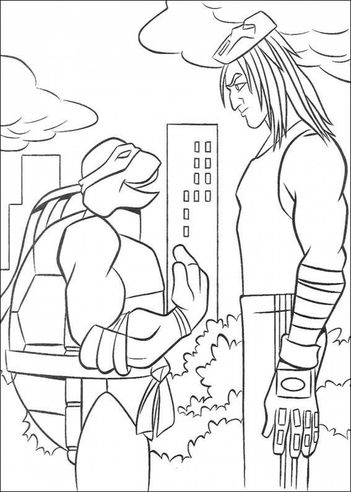 Teenage Mutant Ninja Turtles and Casey Jones coloring page