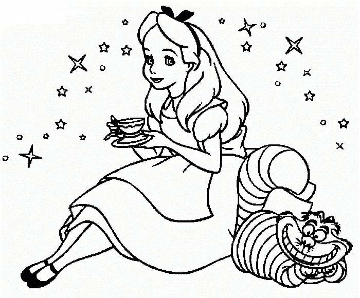 Алиса в Зазеркалье раскраска
